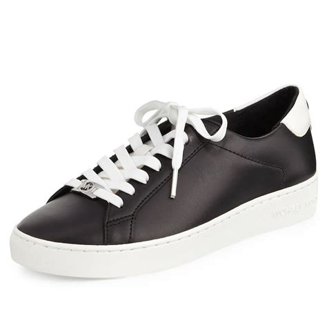 michael kors irving lace up sneaker black|Irving Embellished Leather Sneaker .